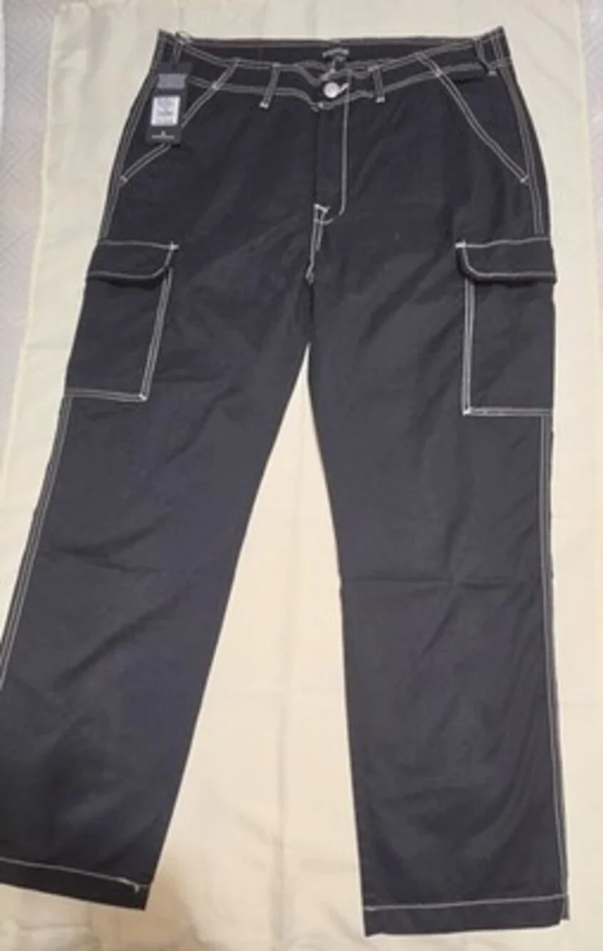 True Religion Bobby Baggy Cargo Pants 36x30 Jet Black NWT sku: 0156